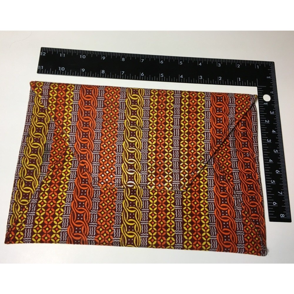AFRICAN FOLD OVER CLUTCH BAG Kente Cloth Never Used  11" X7" Black History